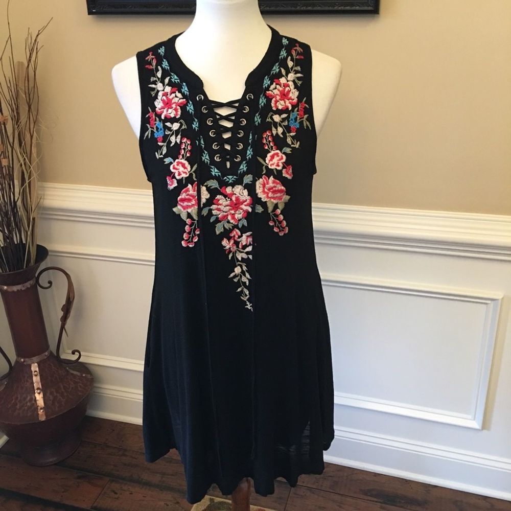 Altar’d State Sleeveless Lace-up Swing Dress Sz M